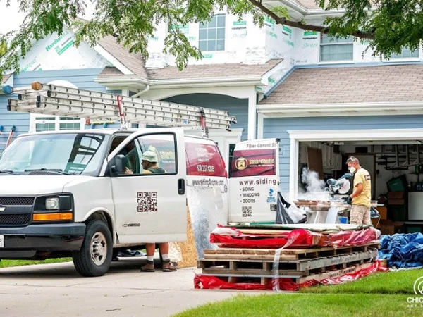 SmardBuild work van outside a home in Chicago